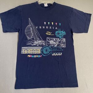 Vintage Venezia Italy Shirt Youth Medium Blue Italian Yacht Club Nautical Boat